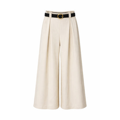 Wide-Leg Culotte Pants with Belt