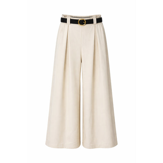 Wide-Leg Culotte Pants with Belt