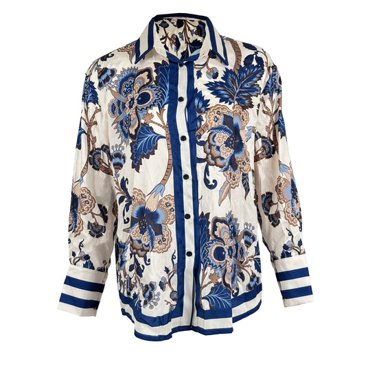 Printed Button-Up Blouse