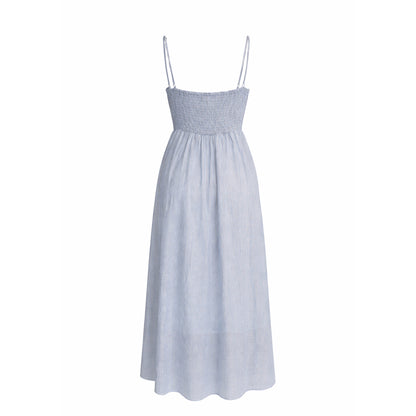 Embroidered Midi Dress with Spaghetti Straps