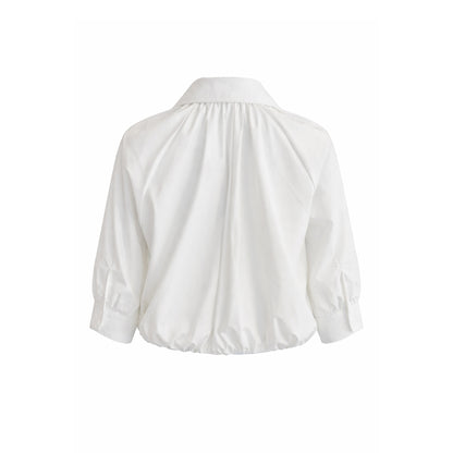 Button-Up Shirt with Bubble Hem / Hidden Placket