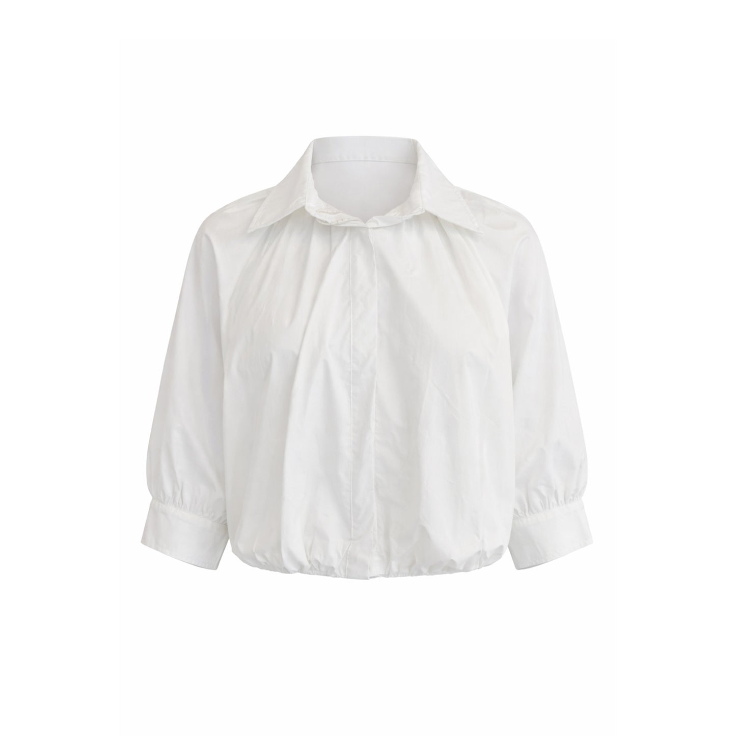 Button-Up Shirt with Bubble Hem / Hidden Placket