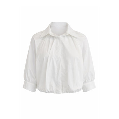 Button-Up Shirt with Bubble Hem / Hidden Placket