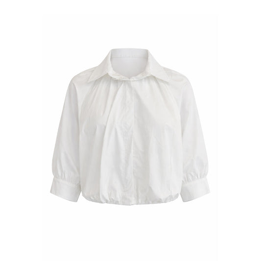 Button-Up Shirt with Bubble Hem / Hidden Placket
