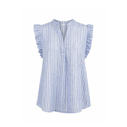 Striped Ruffle Sleeve Blouse