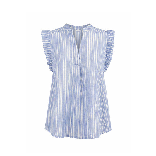 Striped Ruffle Sleeve Blouse
