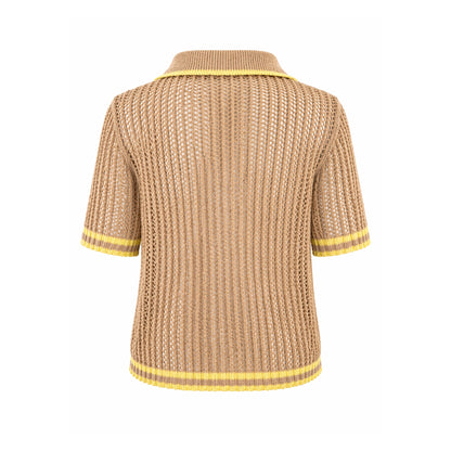 Crochet Knit Button-Up Cardigan Top