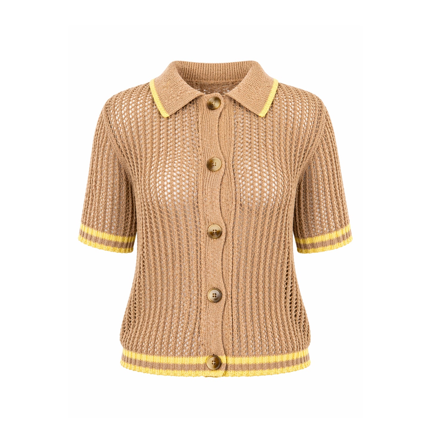 Crochet Knit Button-Up Cardigan Top
