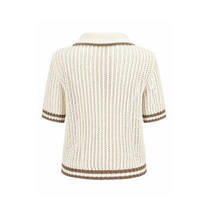 Crochet Knit Button-Up Cardigan Top