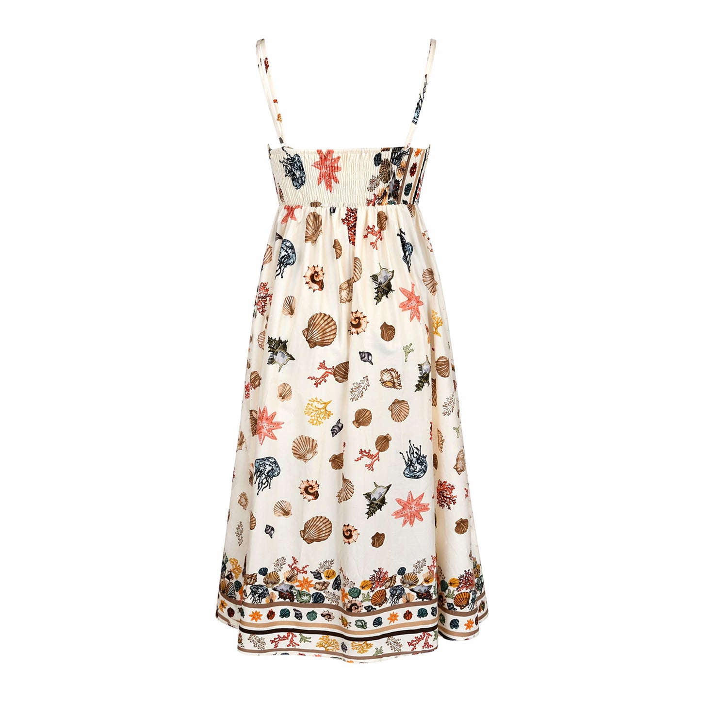 Seashell Print Strappy Midi Dress