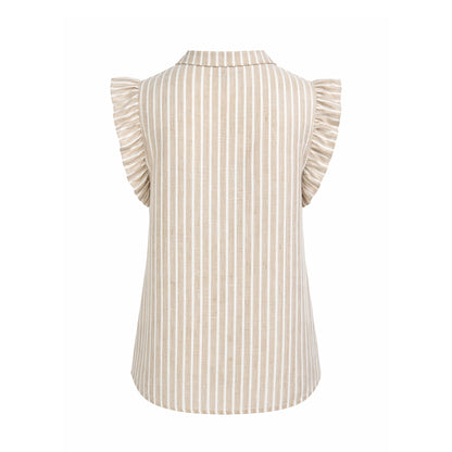 Striped Ruffle Sleeve Blouse