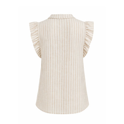 Striped Ruffle Sleeve Blouse