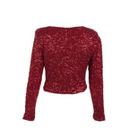 Sequin Long Sleeve V-Neck Top