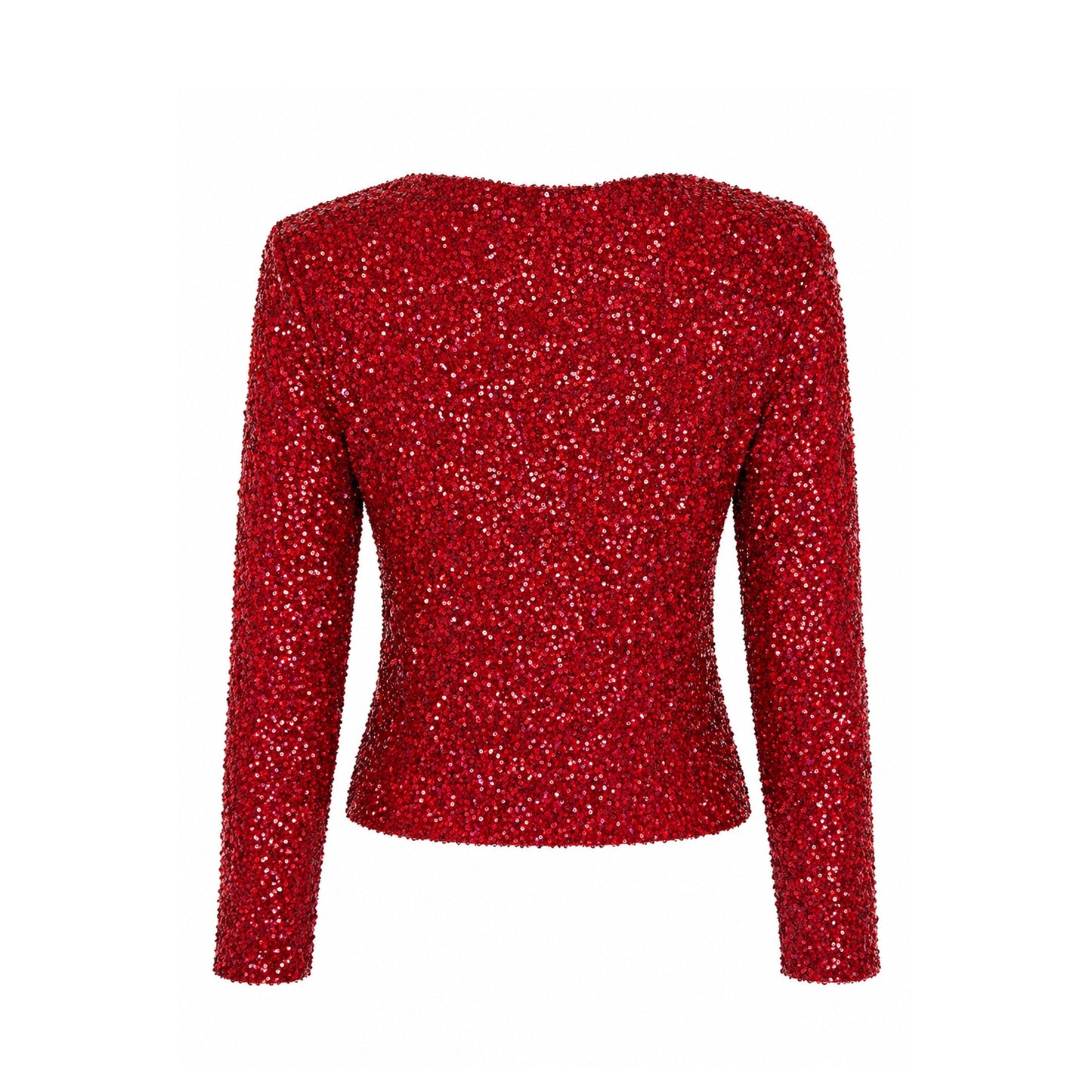 Sequin Long Sleeve V-Neck Top