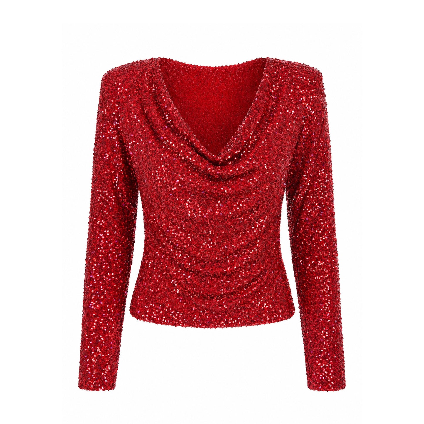 Sequin Long Sleeve V-Neck Top