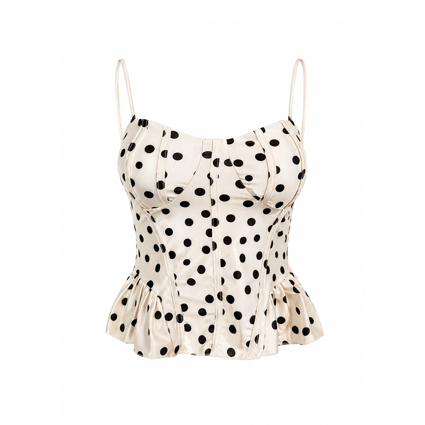 Polka Dot Bustier Peplum Top