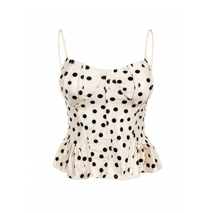 Polka Dot Bustier Peplum Top