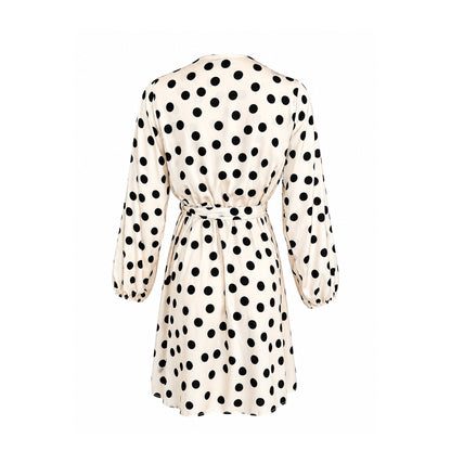 Polka Dot Wrap Mini Dress with Tie Waist