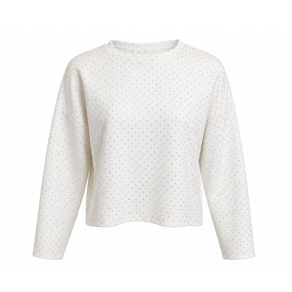 Rhinestone Cropped Long Sleeve Top