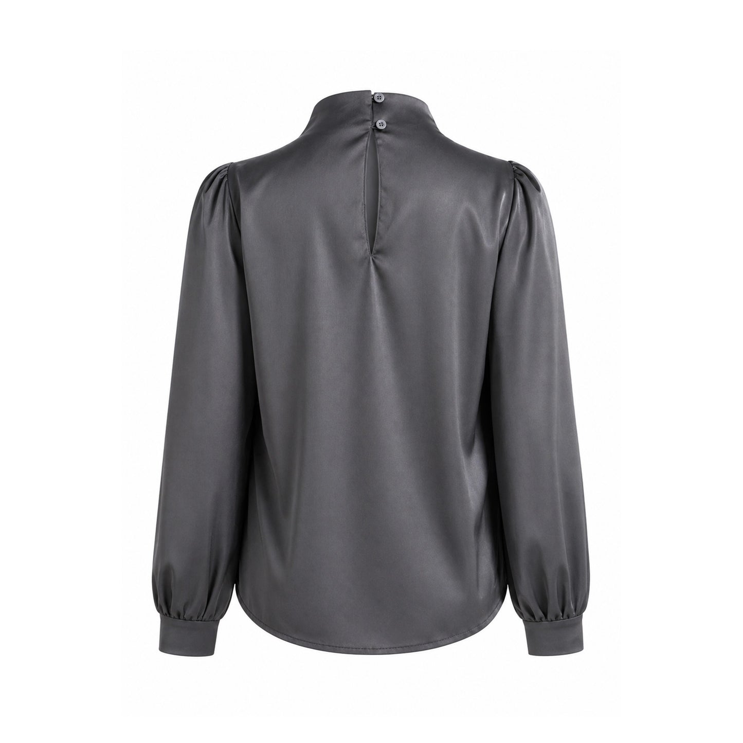 High Neck Draped Blouse with Pearl Detail