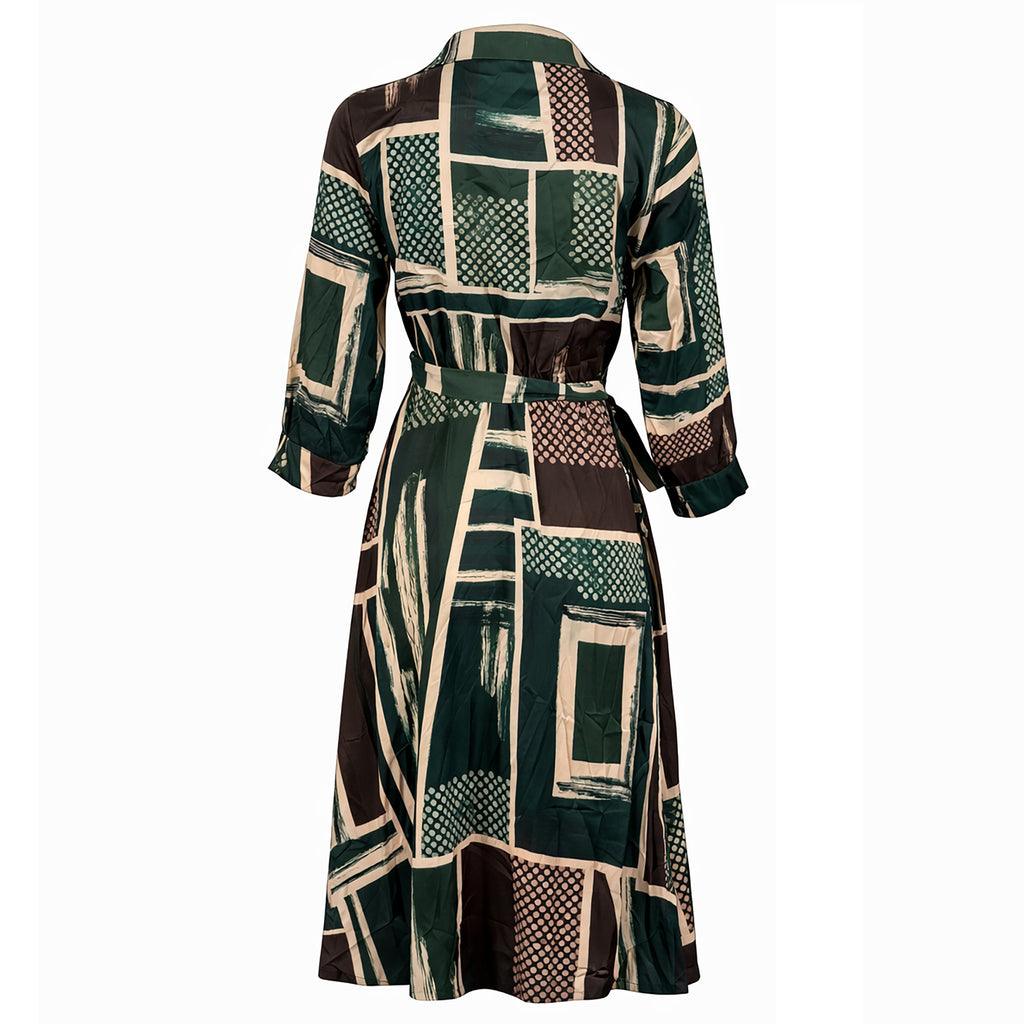 Abstract Print Wrap Maxi Dress