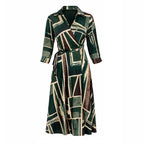 Abstract Print Wrap Maxi Dress