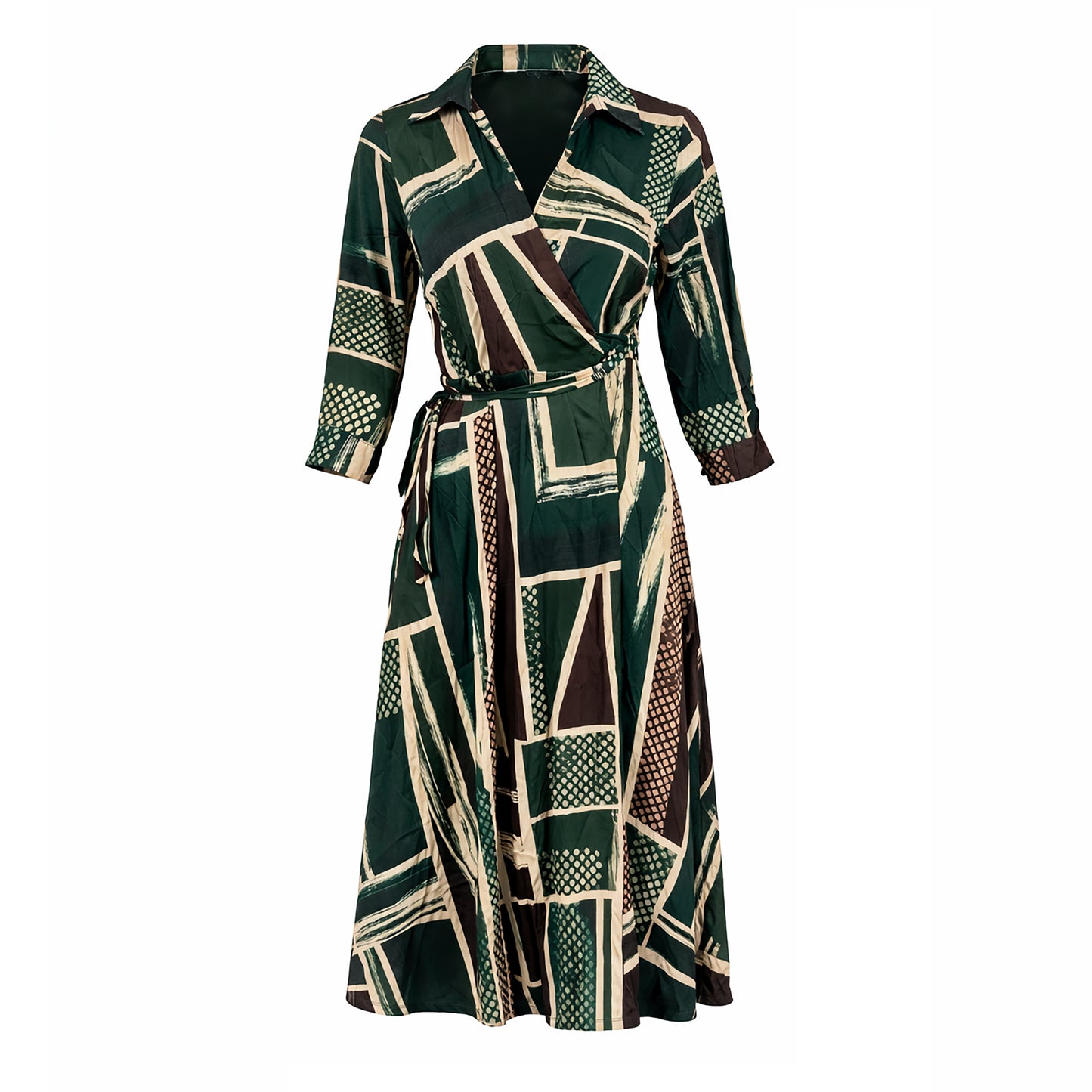 Abstract Print Wrap Maxi Dress