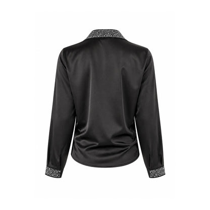 Satin-look Blouse with Rhinestone Details
