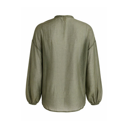 Ruffle Sheer Blouse – Lightweight Button Front