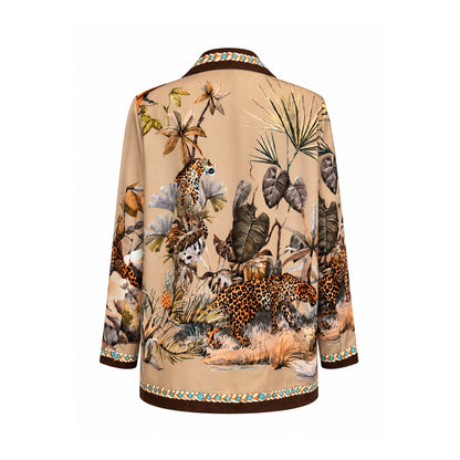 Safari Print Single-Button Blazer