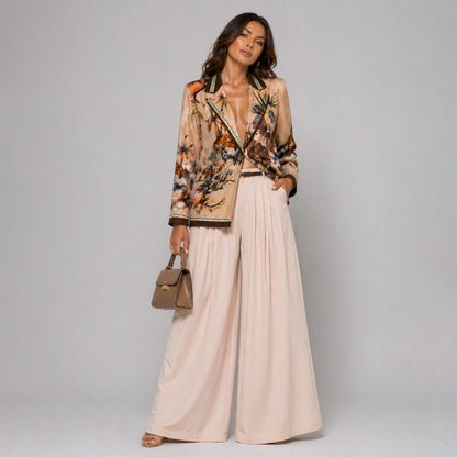 Safari Print Single-Button Blazer