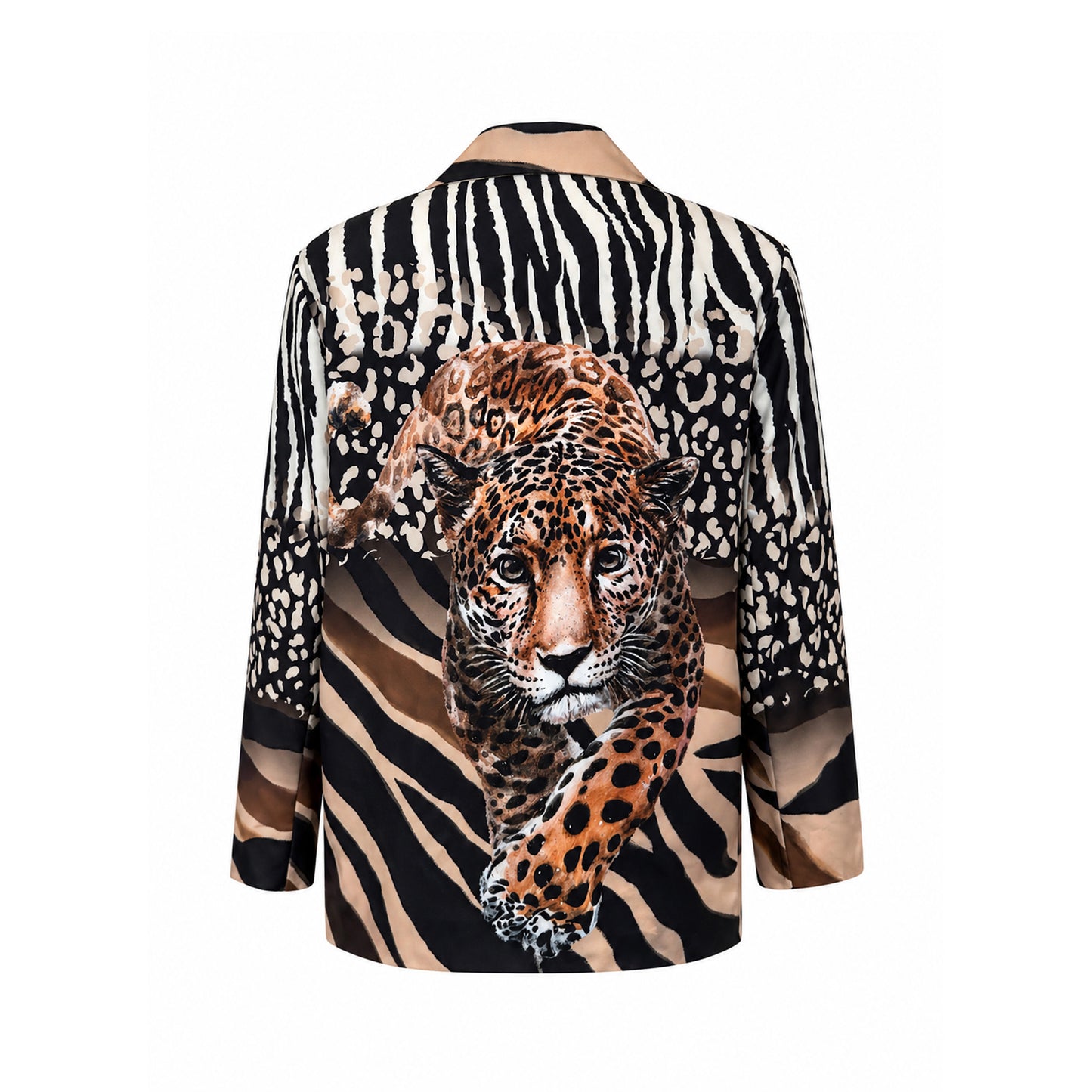 Safari Print Single-Button Blazer