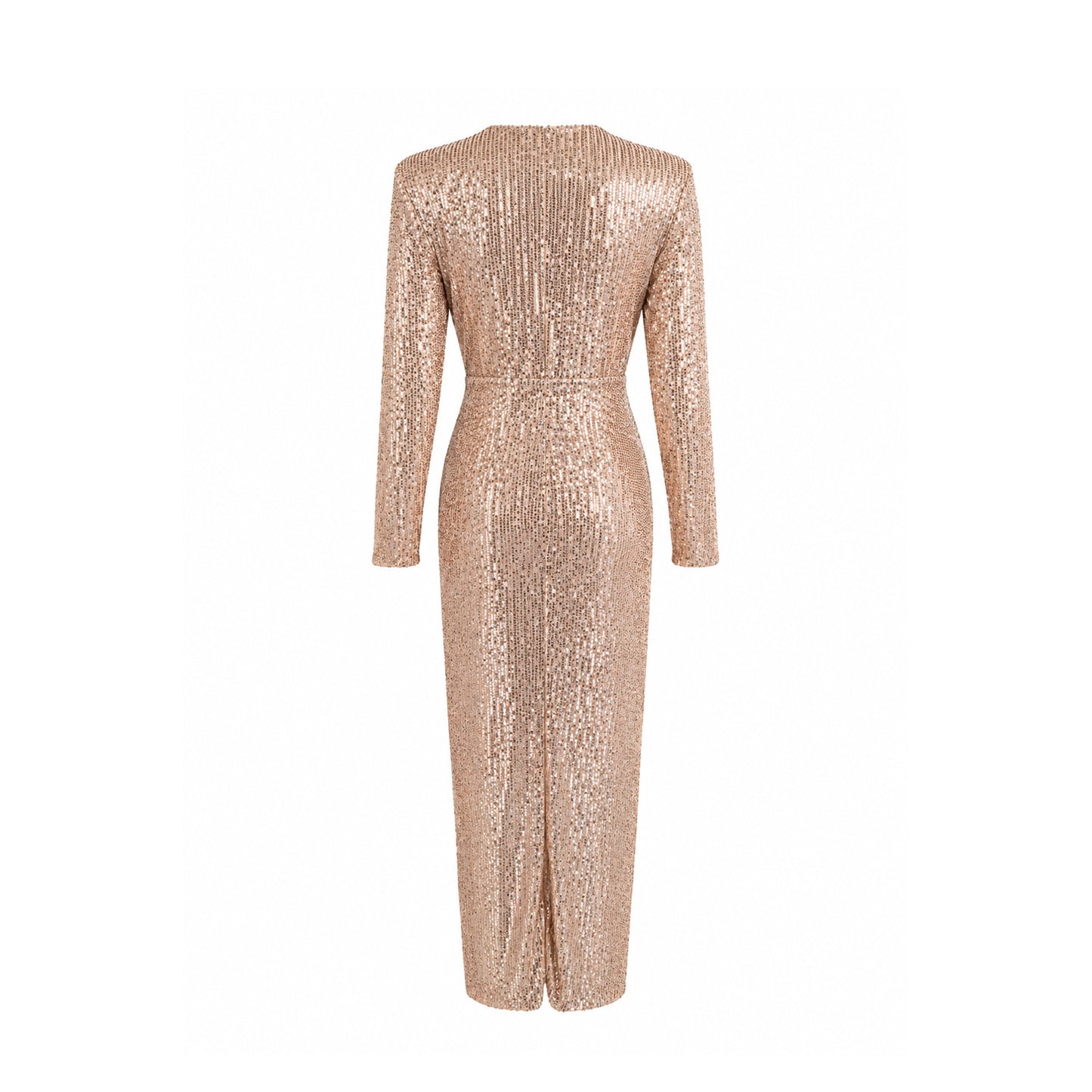 Sequin Deep V Maxi Dress with Sleeves