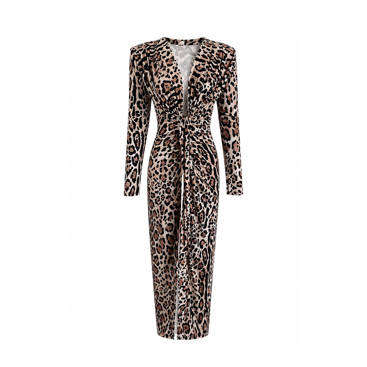 Long Sleeve Ruched Midi Dress