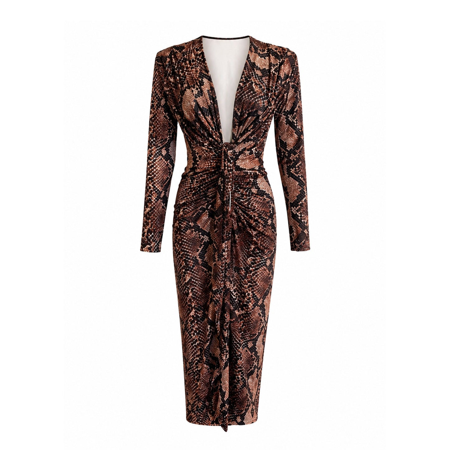 Long Sleeve Ruched Midi Dress