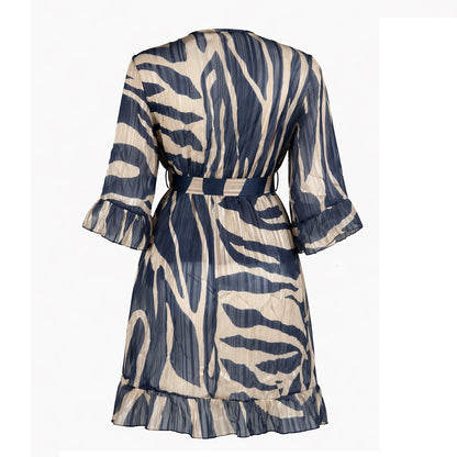 Printed Wrap Midi Dress with Belt