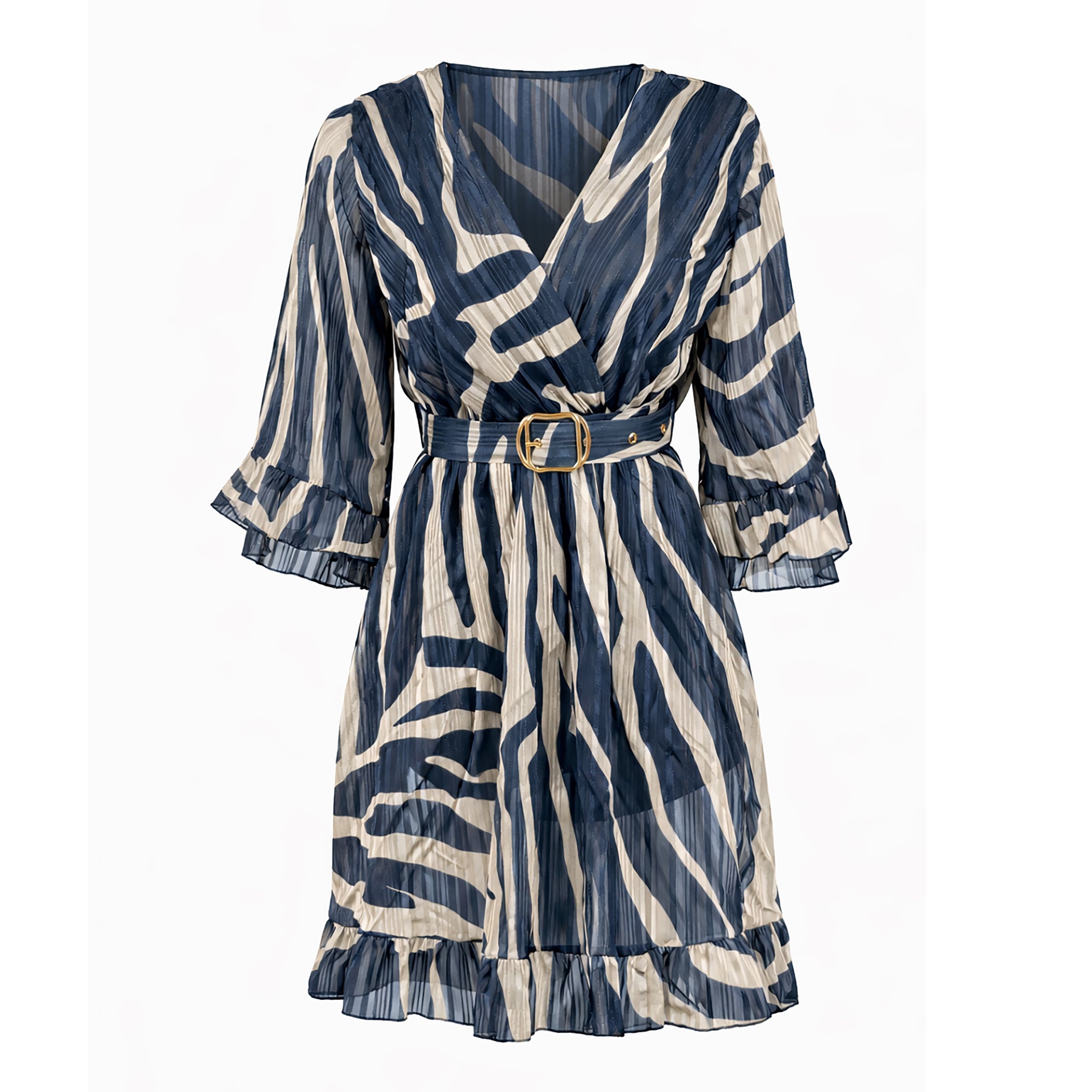 Printed Wrap Midi Dress with Belt