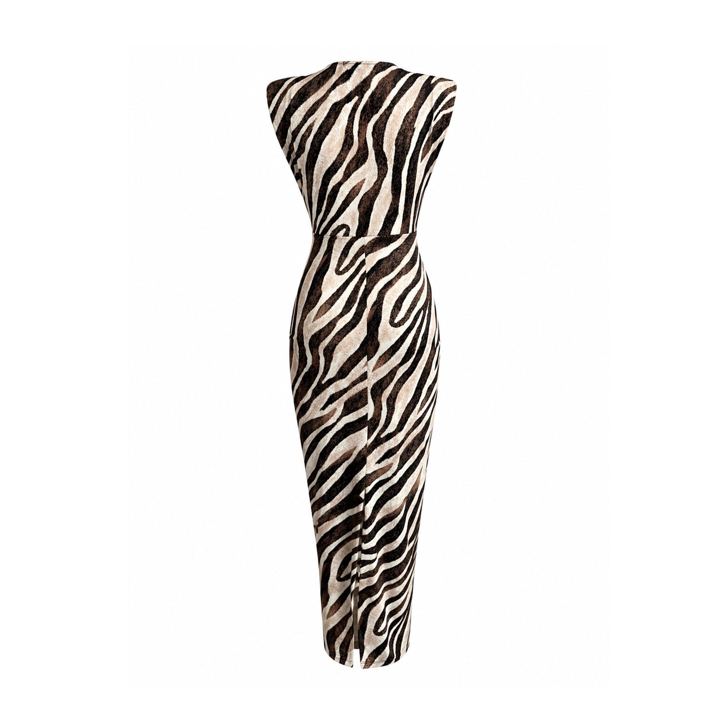 Elegant Animal Print Ruched Deep V Midi Dress