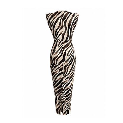 Elegant Animal Print Ruched Deep V Midi Dress