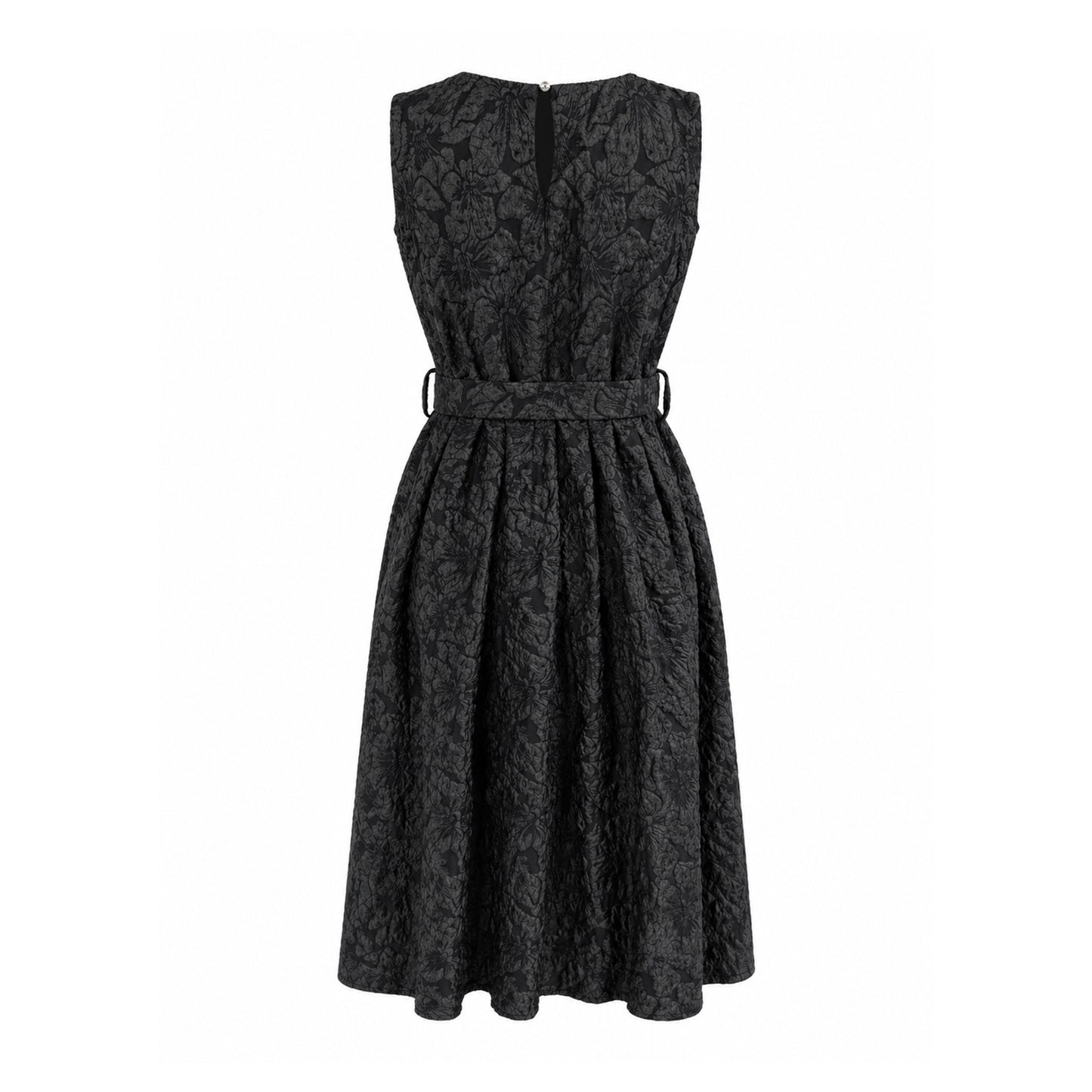 Floral Lace Belted A-Line Dress