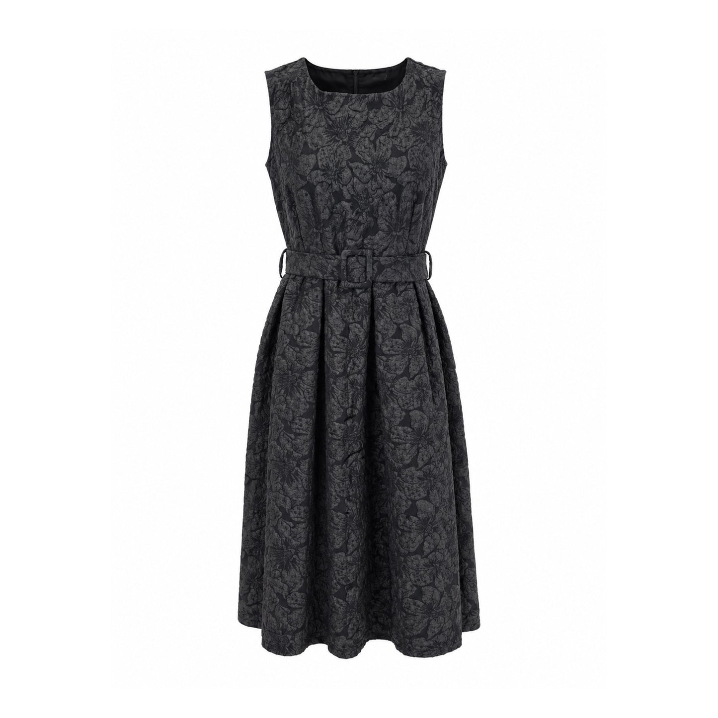 Floral Lace Belted A-Line Dress