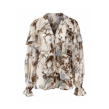 Floral Lightweight Ruffle Blouse