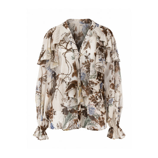 Floral Lightweight Ruffle Blouse