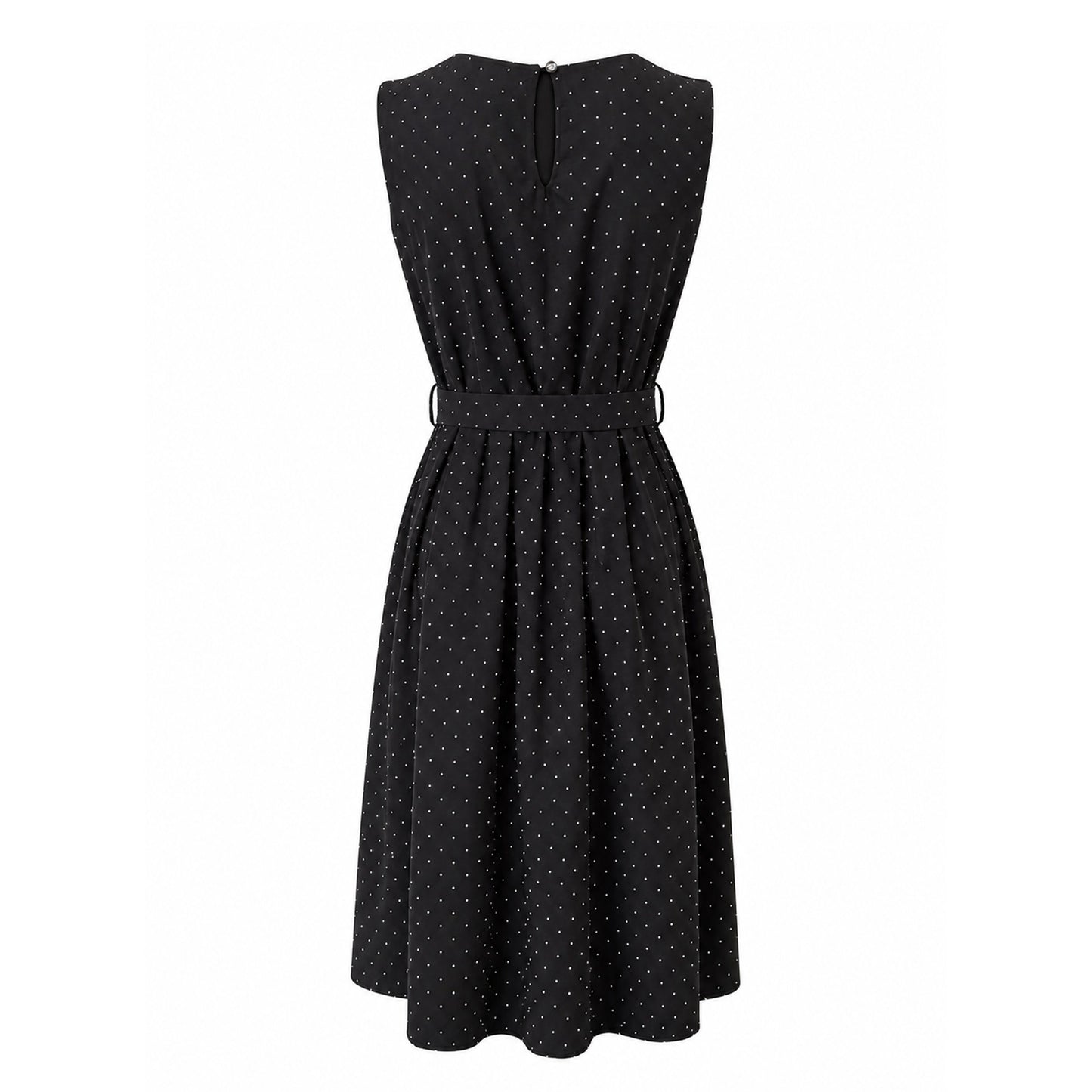 Sleeveless Rhinestone Midi Dress with Belt