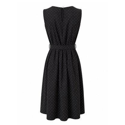 Sleeveless Rhinestone Midi Dress with Belt