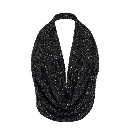 Sequin Draped Halter Top