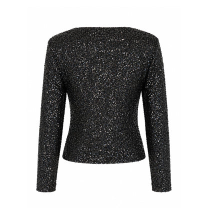 Sequin Long Sleeve V-Neck Top
