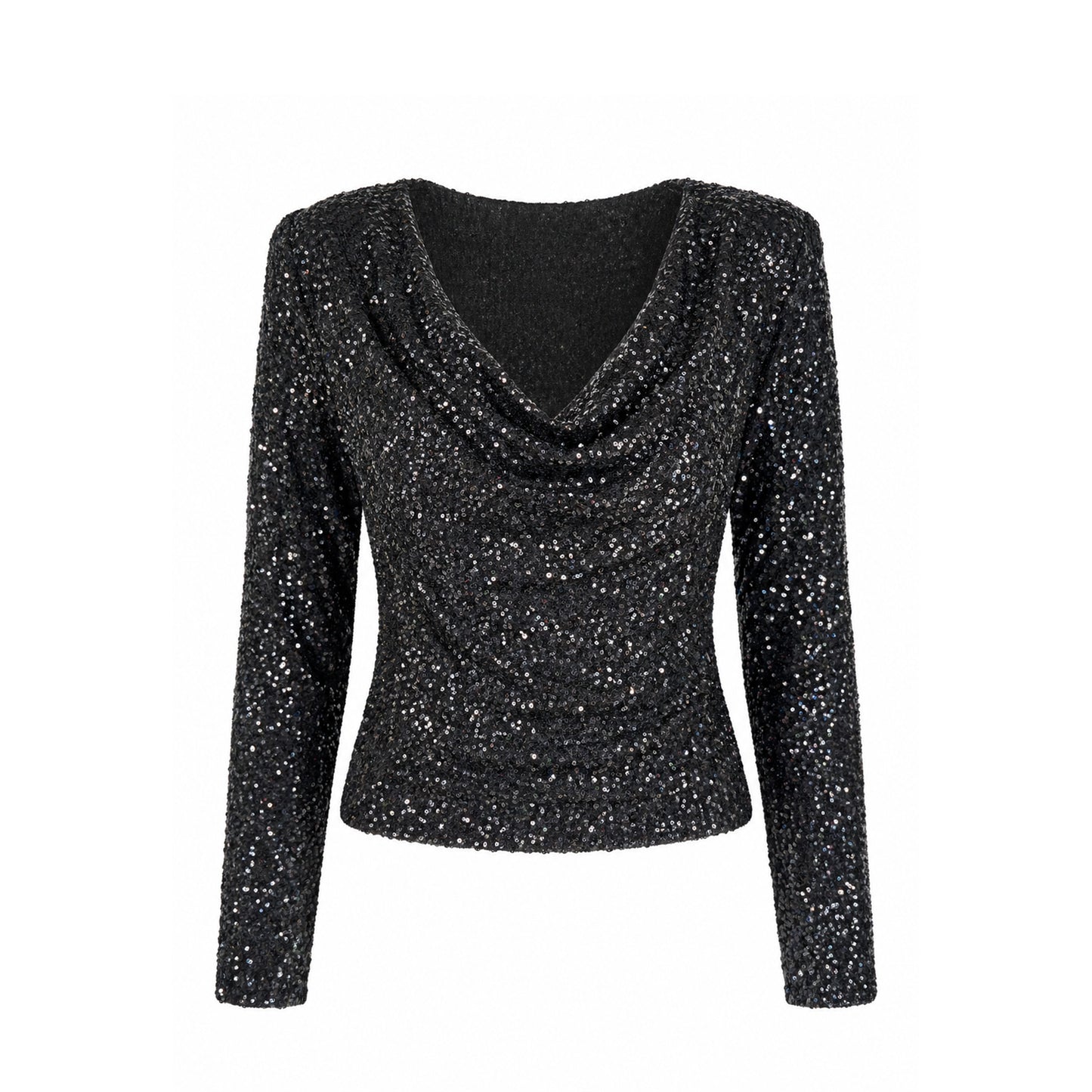 Sequin Long Sleeve V-Neck Top