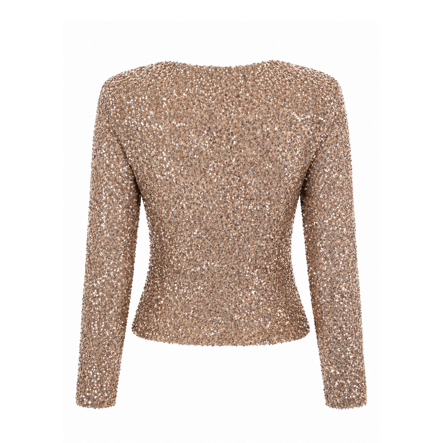 Sequin Long Sleeve V-Neck Top