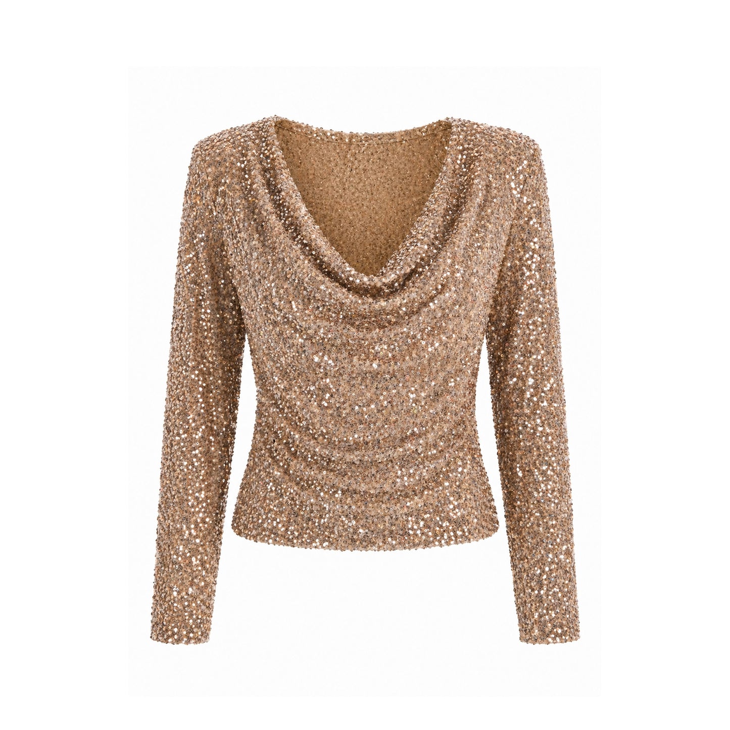 Sequin Long Sleeve V-Neck Top